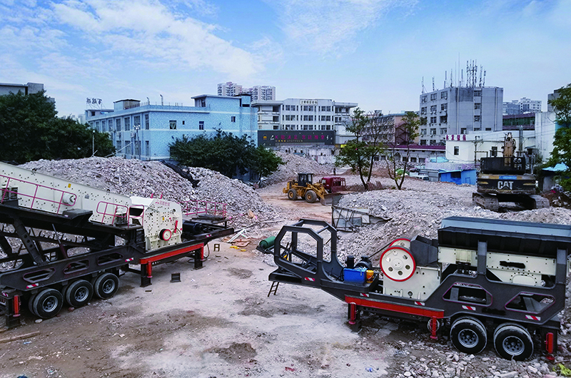 大型顎破反擊破移動打石機，二合一移動站